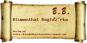 Blumenthal Boglárka névjegykártya